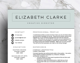 Professional Resume Template for Word | Cover Letter & Icon Set (Instant Download)