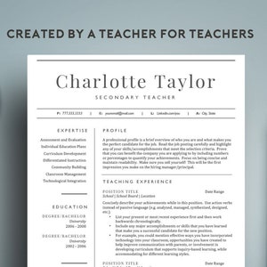 2 Page Teacher Resume Template for Word includes cover letter educator resume, Mac or PC, elementary teacher instant download image 1