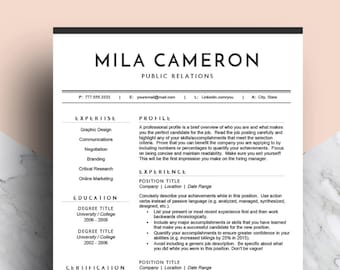Professional Resume Template for Word | CV Template | Modern Resume Design | Two Page Resume + Cover Letter | Mac or PC | Instant Download