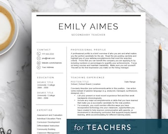 Teacher Resume Template for Word & Pages (1, 2 and 3 Page Resume Included) | Resume for Teachers | Cover Letter | Instant Download