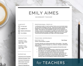 Teacher Resume Template for Word & Pages (1, 2 and 3 Page Resume Included) | Resume for Teachers | Cover Letter | Instant Download