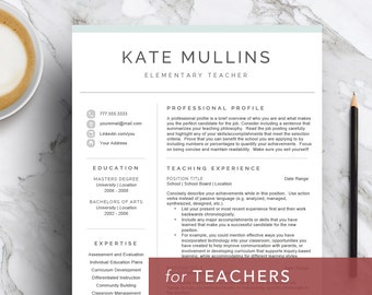 Teacher resume template for Word & Pages (1, 2 and 3 page CV template) | Resume for teachers | Educator cover letter | Instant download