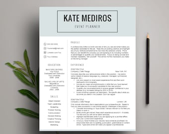 Mint Resume Template for Word | Creative CV | 1 & 2 page resume with cover letter | Mac and PC | Instant Download | Modern Resume