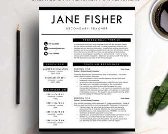 Teacher Resume Template | CV Template MS Word | Professional Resume Design with Cover Letter & Icon Set | Two Page Resume | Instant Download