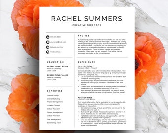 Resume Template 3 page for Word and Pages | Cover Letter + CV Template | 1, 2, 3 page resume | Curriculum Vitae | Instant Digital Download