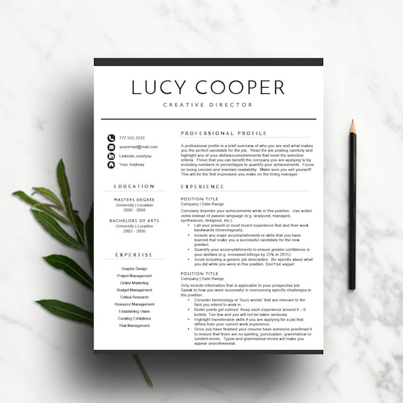 Minimal Resume Template for Word | Professional CV Design (Instant Download)