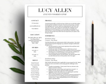 Professional Resume Template MS Word | 1 Page Resume, 2 Page Resume, Cover Letter | A4 and US Letter | Mac and Pc | Instant Download
