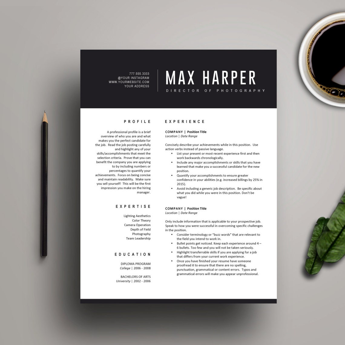 Resume Template for MS Word Professional Resume Design - Etsy