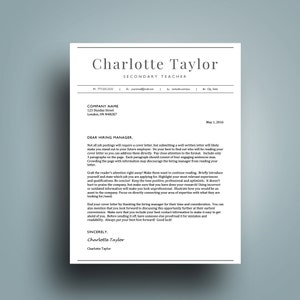 2 Page Teacher Resume Template for Word includes cover letter educator resume, Mac or PC, elementary teacher instant download image 4