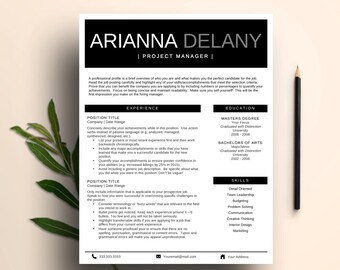 Modern Resume Template for Word | Professional CV (1 & 2 Page Resume, Cover Letter + Icon Set) | Mac and PC | Word Resume | Instant Download