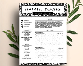 Modern Resume Template for MS Word | CV, Cover Letter, Icon Set (Digital Download)