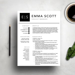 Modern Resume Template / CV Template + Cover Letter | Professional and Creative Resume | Teacher Resume | Word Resume | Instant Download