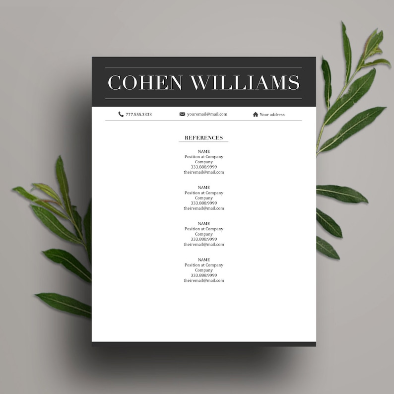 1 /& 2 Page Resume, Cover Letter, Icon Set in A4 and US Letter Instant Download Professional Resume Template for Word CV Template