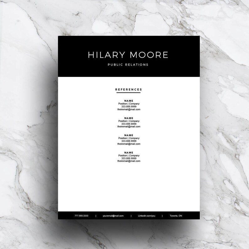 Modern Resume Template for Word & Pages 1, 2 and 3 Page Resume, Cover Letter, Icon Set Professional CV Template Black Instant Download image 3