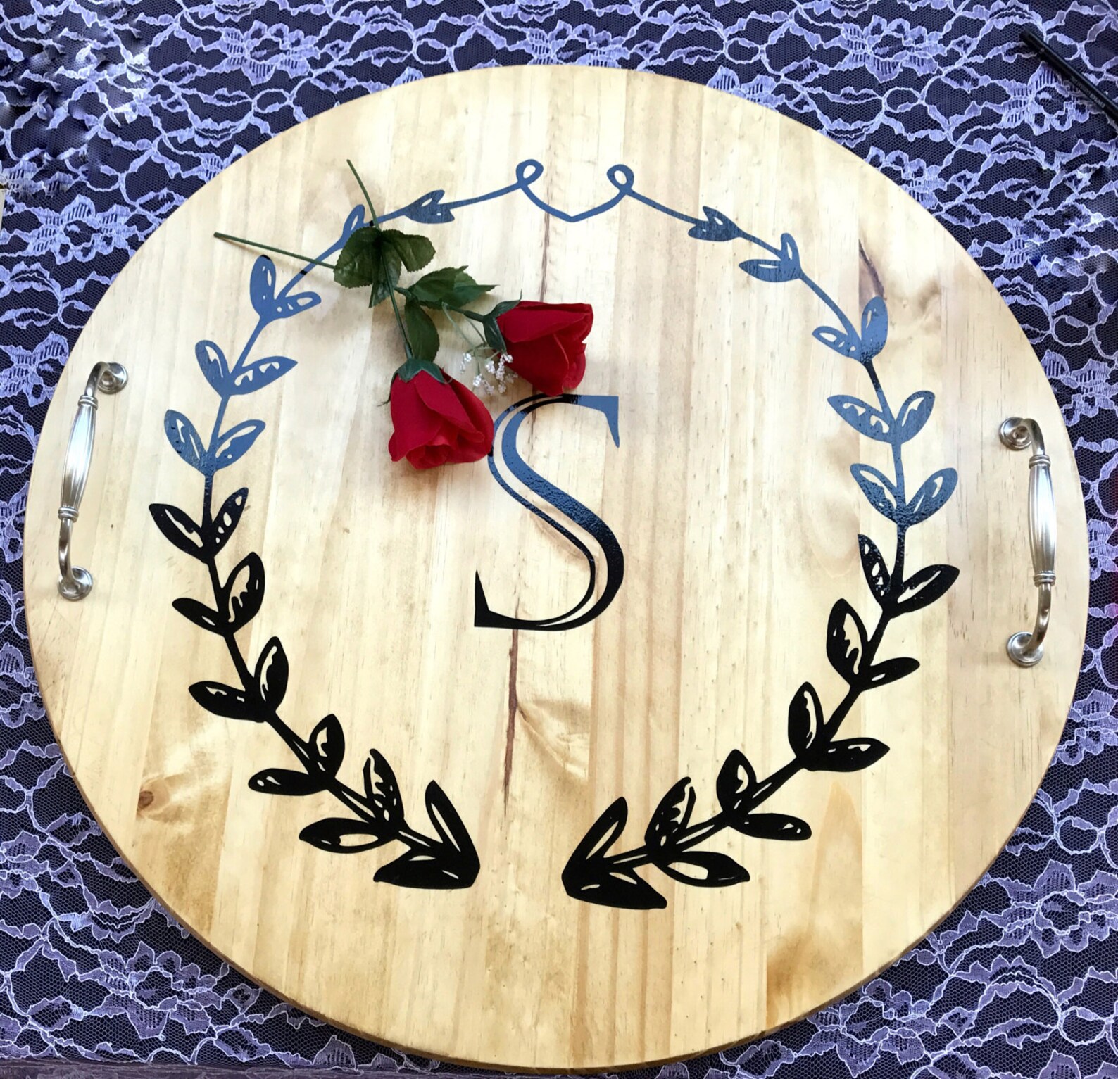Serving Trays Personalized Serving Tray Wood Lazy Susan Etsy