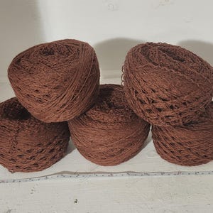 Reclaimed Cotton and Natural Fiber Blend Yarns From Unraveled Secondhand Sweaters Brick Red 4000 yds