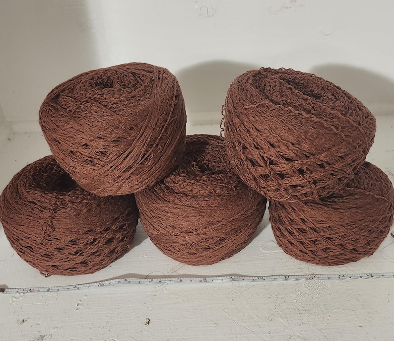 Reclaimed Cotton and Natural Fiber Blend Yarns From Unraveled Secondhand Sweaters Brick Red 4000 yds