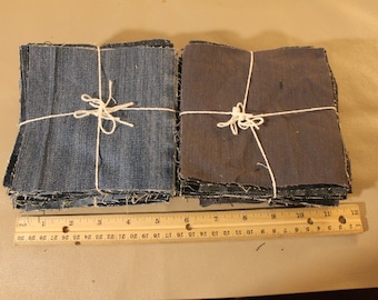 Paquetes de charms de mezclilla reciclada y con retazos, 100% algodón, 22 cuadrados, 5x5, 4x4 o 3x3