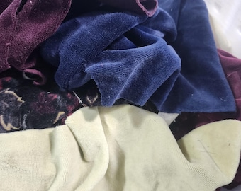 Bolsa sorpresa de retazos de tela de terciopelo recuperada de 8 oz, obtenida de ropa de segunda mano, tela de rizo, terciopelo.
