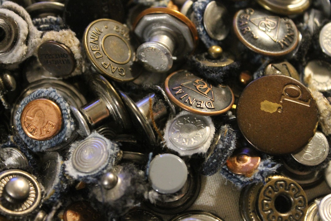 Lot of 100 Reclaimed Rivets, Buttons, and Snaps From Salvaged ...