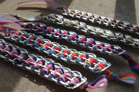LGBTQ+ Themed Soda Can Tab Bracelets, Upcycled Materials, Recycled Materials, Sustainable and Eco Friendly