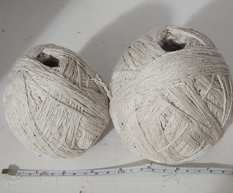 Reclaimed Cotton and Natural Fiber Blend Yarns From Unraveled Secondhand Sweaters Cream 1600 yds