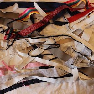 10 Yards of Random Reclaimed Elastic, Grab Bag, from Upcycled Clothing, Recycled elastic, Mystery Box, mixed lot, Reused stretch bands
