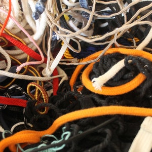 4oz Scrap Rope, Cord, Laces. Strings, and Things, Salvaged Secondhand Strands, Twine, Eco Friendly and Sustainable, Grab Bag, Mystery Box