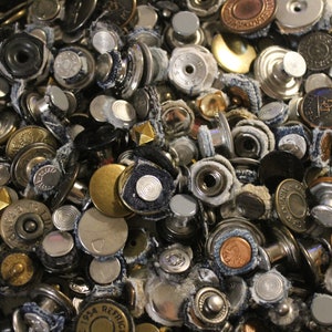 Lot of 100 Reclaimed Rivets, Buttons, and Snaps From Salvaged ...