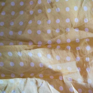 100% Silk Pieces, Reclaimed, Remnants, Natural, Secondhand, Salvaged, Great for Upcycled Projects, Eco Friendly and Sustainable Yellow Polka 23x16