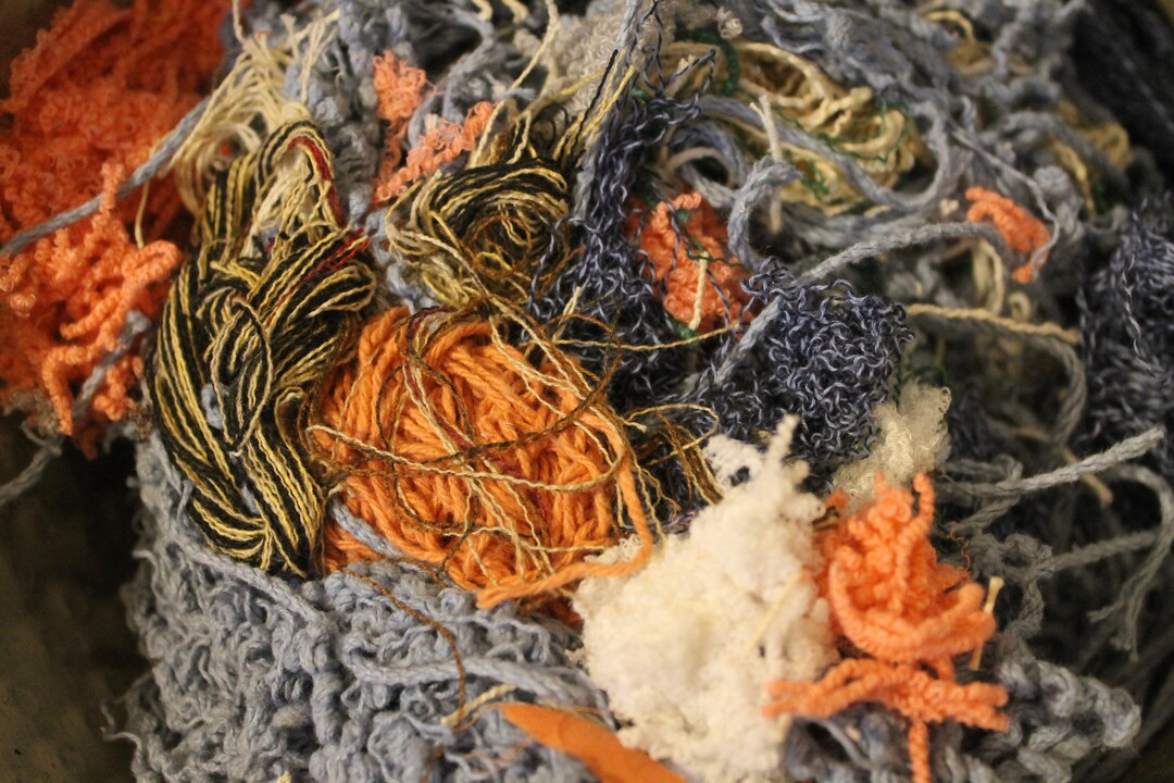 8 oz Scrap Yarn Bits Grab Bag, Half a Pound of Threads and Floss Remnants for Stuffing, Crochet, Eco Friendly and Sustainable, Mystery Box