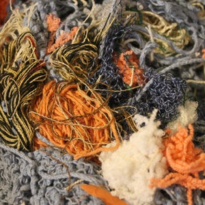 8 oz Scrap Yarn Bits Grab Bag, Half a Pound of Threads and Floss Remnants