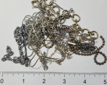 2oz Lot of Thin Brass or Aluminum Reclaimed Jewelry Chains, Salvaged