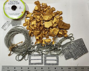 Miscellaneous Salvaged Arts and Crafts Supplies, Beads, Thread, Etc