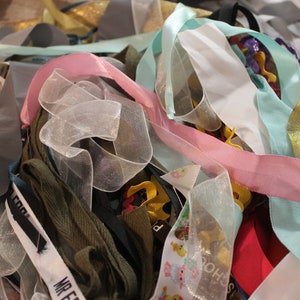 4oz Scrap Ribbon, Salvaged Ribbon from Secondhand Clothing, Nylon and Polyester, Mystery Box, Trimming, Eco Friendly and Sustainable bild 2