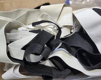 10 Yards of Random Reclaimed Elastic, Grab Bag, Reused stretch bands from Salvaged Clothing
