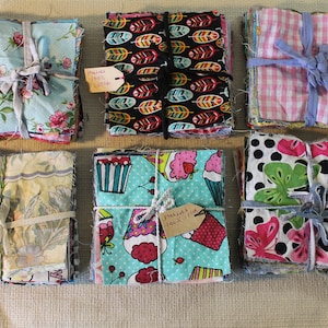 100% Scrap Cotton Charm Packs, Salvaged Fabric, Secondhand Textiles, Quilting Squares, Eco Friendly and Sustainable, Good for Pillows, etc