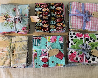 100% Scrap Cotton Charm Packs, Salvaged Fabric, Secondhand Textiles, Quilting Squares, Eco Friendly and Sustainable, Good for Pillows, etc