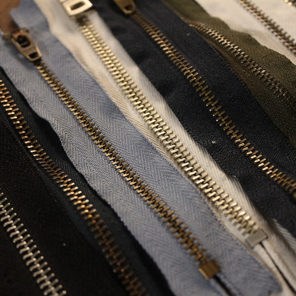 1 Salvaged Brass Zipper, Sorted by Size, Various Sizes, Reclaimed Upcycled Metal Zippers, Repair or Replace, eco friendly and sustainable