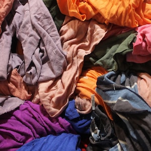8 oz Reclaimed Rayon Blend Jersey Knit Scraps Grab Bag, Viscose, Spandex, Cotton, Mystery Box, Eco Friendly and Sustainable, Salvaged