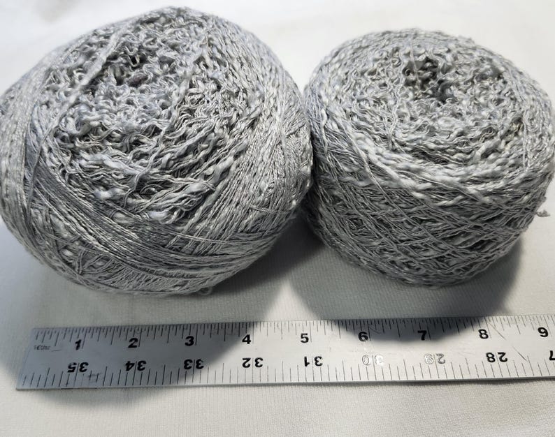 Reclaimed Cotton and Natural Fiber Blend Yarns From Unraveled Secondhand Sweaters Gray Slub 1760 Yds