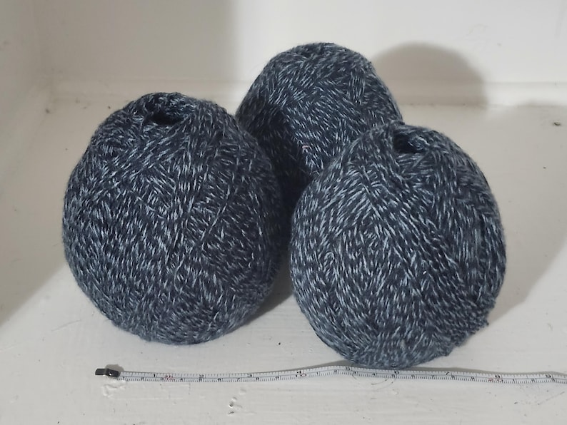 Reclaimed Sweater Yarn, Acrylic and Polyester, Unraveled Clothes, Secondhand, Eco Friendly and Sustainable, Black/Blue 1800 yds