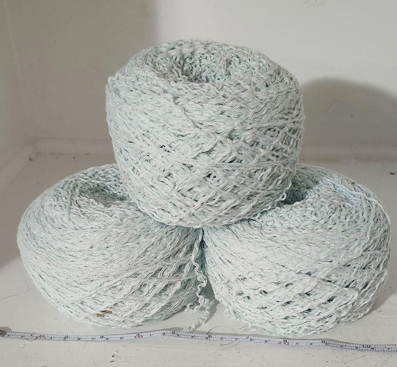 Reclaimed Cotton and Natural Fiber Blend Yarns From Unraveled Secondhand Sweaters Light Teal 2550 yds