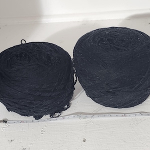 Reclaimed Cotton and Natural Fiber Blend Yarns From Unraveled Secondhand Sweaters Black C 2400 Yds
