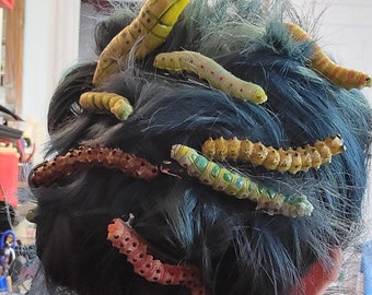 Hand painted Caterpillar hairclip (Set of 3)