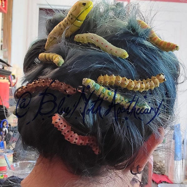 Handmålade hårspännen av larvtyp (set om 3)