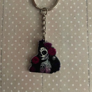Purple Day of the Dead Girl Keychain