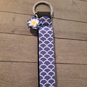 Blue mermaid tail keyfob keychain with flower charm