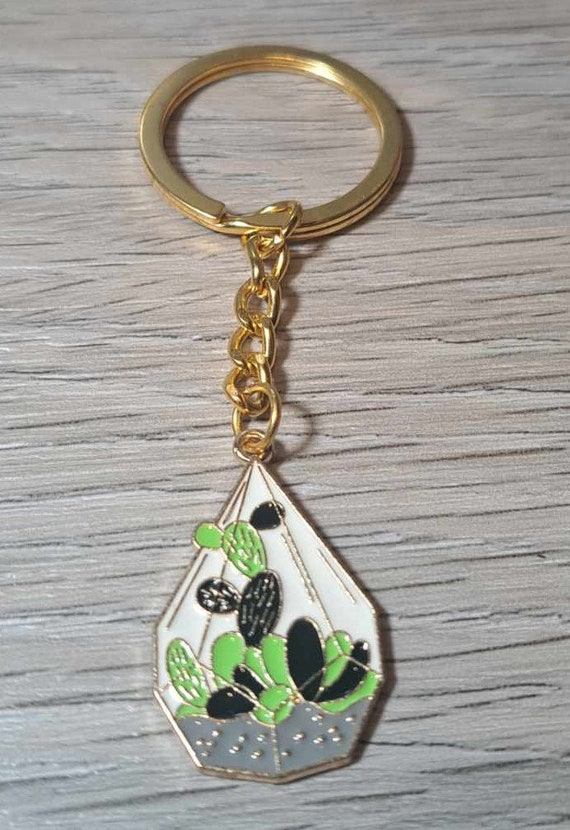 Cactus Plant Terrarium Keychain