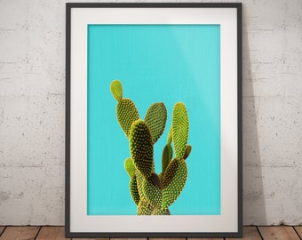 Cactus Wall Art, Turquoise Decor, Mexican, Arizona, South Western, Desert, Art Print, Cactus Wall Art, Printable Art, Minimalist Blue Print